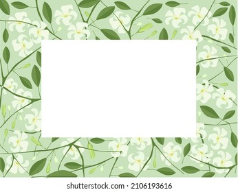 Beautiful Flower, Illustration of Orange Jasmine or Mock Orange Flowers Frame.
