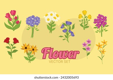 Beautiful Flower Illustration Vector Set