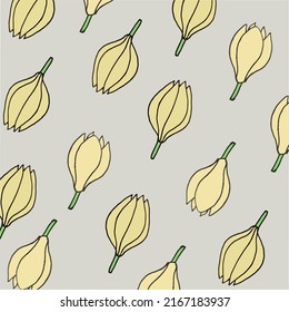 Beautiful Flower, Illustration of Yellow Champaka or Magnolia Champaca Flowers. Pattern of flower.