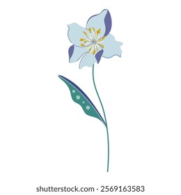 Beautiful flower with intricate details. Elegant stylized plant isolated on transparent background. Hand drawn flat style vector illustration.
