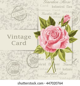 Beautiful flower for invitation card. Vintage postcard background. Vector illustration.