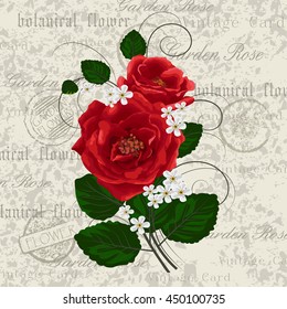Beautiful flower for invitation card. Vintage postcard background. Vector illustration.