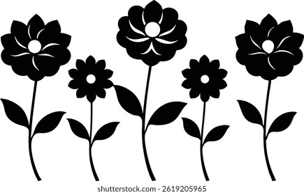 Beautiful Flower Isolated Silhouette Vector Illustration Elegant Floral Design Elements Collection