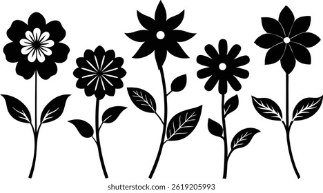 Beautiful Flower Isolated Silhouette Vector Illustration Elegant Floral Design Elements Collection