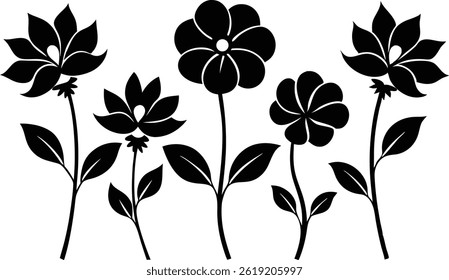 Beautiful Flower Isolated Silhouette Vector Illustration Elegant Floral Design Elements Collection