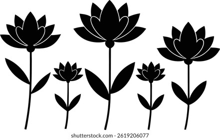 Bela flor isolada silhueta vetor ilustração elegante floral design Elementos coleção