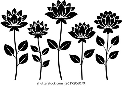 Beautiful Flower Isolated Silhouette Vector Illustration Elegant Floral Design Elements Collection