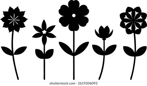 Beautiful Flower Isolated Silhouette Vector Illustration Elegant Floral Design Elements Collection