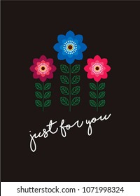beautiful flower just for you greeting card vector. beautiful floral unique happy birthday greeting card. 