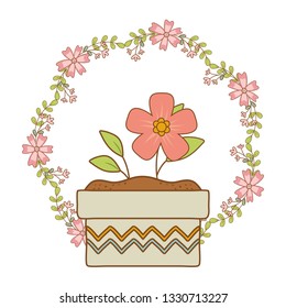 beautiful flower and leafs in ceramic pot and crown