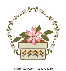 beautiful flower and leafs in ceramic pot and crown