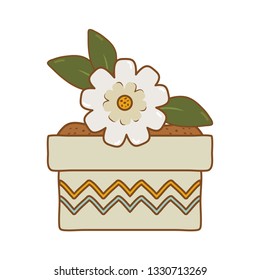 beautiful flower and leafs in ceramic pot