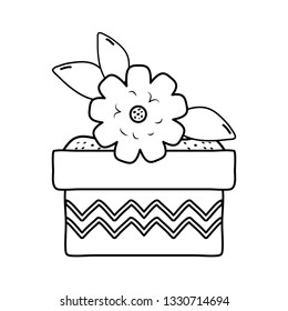 beautiful flower and leafs in ceramic pot