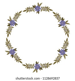 beautiful flower and leafs circular frame