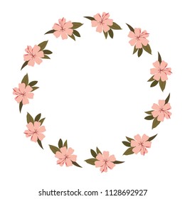beautiful flower and leafs circular frame