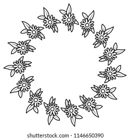 beautiful flower and leafs circular frame