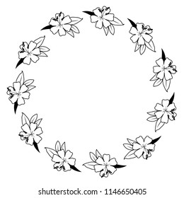 beautiful flower and leafs circular frame