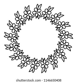 beautiful flower and leafs circular frame