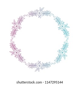 beautiful flower and leafs circular frame