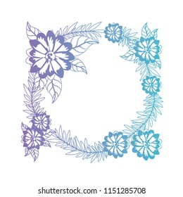 beautiful flower and leafs circular frame