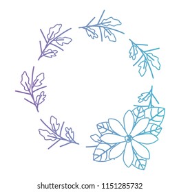 beautiful flower and leafs circular frame