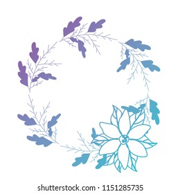 beautiful flower and leafs circular frame
