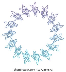 beautiful flower and leafs circular frame