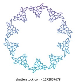 beautiful flower and leafs circular frame