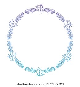 beautiful flower and leafs circular frame