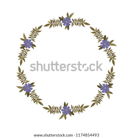 beautiful flower and leafs circular frame