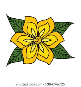beautiful flower with leafs decoration