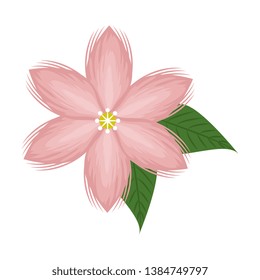 beautiful flower with leafs decoration
