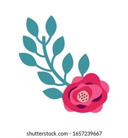 beautiful flower with leafs decoration vector illustration design