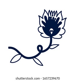 schöne Blume mit Blattverzierung Vektorillustration Design