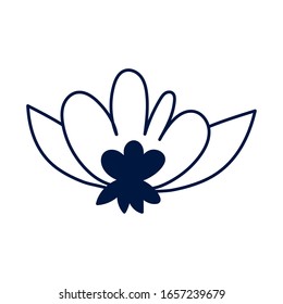 hermosa flor con hojas decoración ilustración vectorial diseño