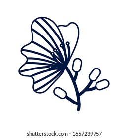 hermosa flor con hojas decoración ilustración vectorial diseño