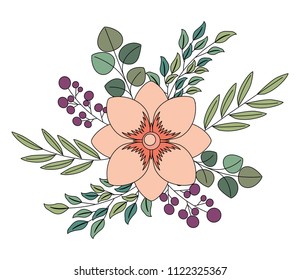 beautiful flower with leafs decorative