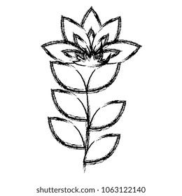beautiful flower with leafs decorative icon