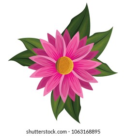 beautiful flower and leafs decorative icon