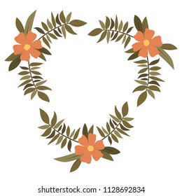 beautiful flower and leafs frame