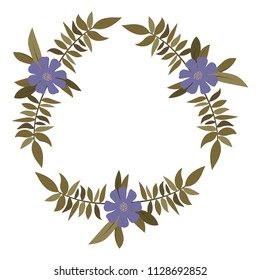 beautiful flower and leafs frame