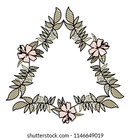 beautiful flower and leafs frame