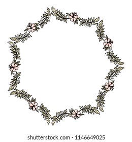 beautiful flower and leafs frame