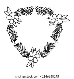 beautiful flower and leafs frame