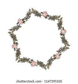 beautiful flower and leafs frame