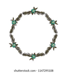 beautiful flower and leafs frame