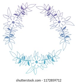 beautiful flower and leafs frame