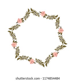 beautiful flower and leafs frame
