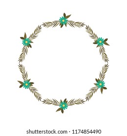 beautiful flower and leafs frame