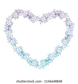 beautiful flower and leafs heart shaped frame
